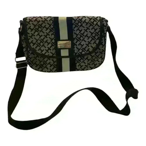 Tommy Hilfiger Handbags - Tommy Hilfiger Women's Crossbody Bag Black/Tan TH Logo Monogram